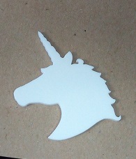 Unicorn White Acrylic , Pk4 - 65 x 55 Brooch pak 4) (earings pk1